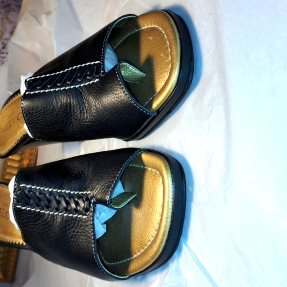 Sesto Meucci Sandal Mules. Black Leather. Made in Italy. Size 8 1/2 N. - Picture 6 of 8
